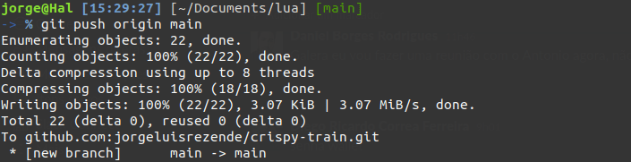 Resultado da execução do comando git push