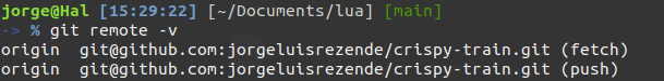 Resultado da execução do comando git remote